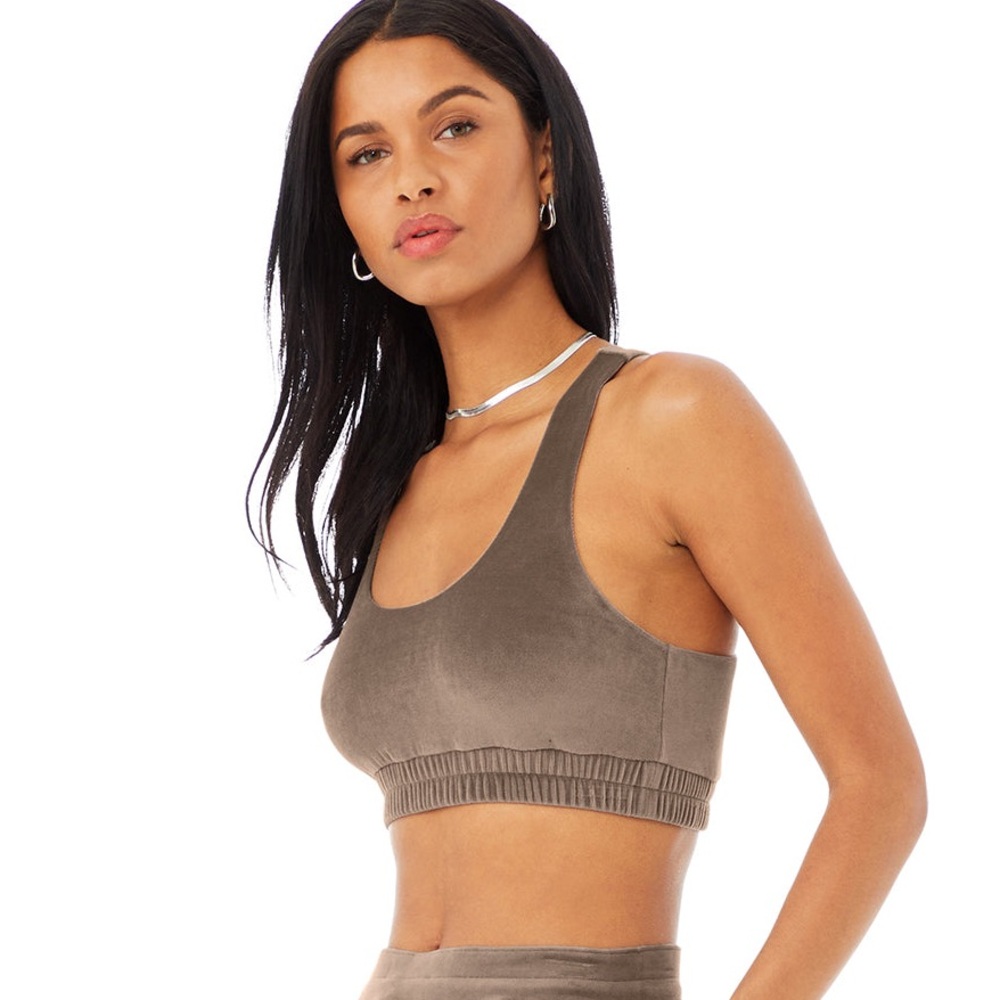 ALO YOGA Velour Style Sweatshirt Sports Bra